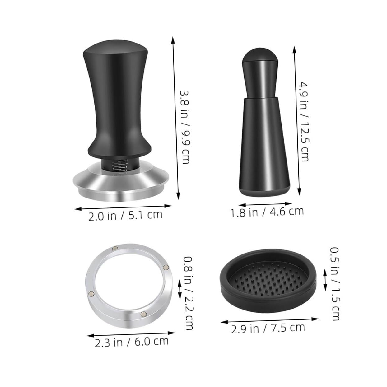 Holibanna Espresso-werkzeugset mit Edelstahltrichter Dosiertrichter und Espressopresse Kaffeezubehör für Espresso-verteiler und Präzises Tampen Edelstahl