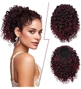 PEACOCO Drawstring Ponytail Extension 12 Inch Short Afro Puff Kinky Curly Ponytail for African Am...