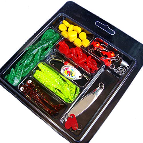 SXNLTE Set Tackle Angelhaken Wurmköder-Set Kopf weich Angelzubehör (wie abgebildet, Einheitsgröße)