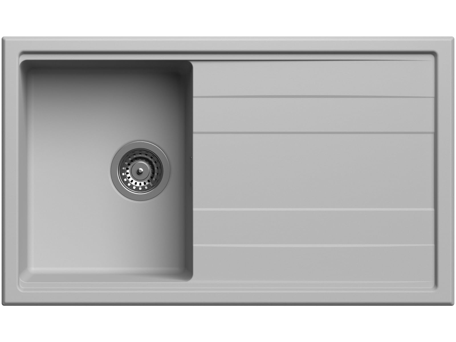 Lavello cucina Orlando grigio chiaro perla 1 vasca con gocciolatoio 86 x 51 cm Made in Italy
