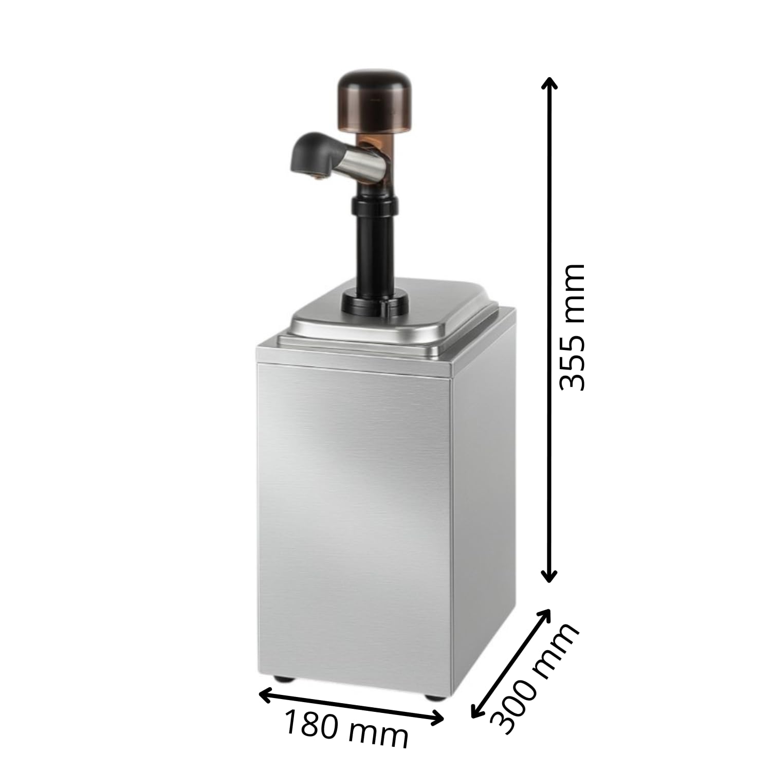 Pompe à sauce inox 1 bac – 4L – ketchup, mayonnaise, moutarde – robinet 160 mm – récipient amovible