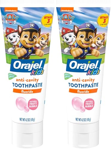Orajel Toothpaste, Fruity Bubble Flavor, Fluoride | Kids | Paw Patrol | Anti-Cavity | 4.2oz Pack of 2