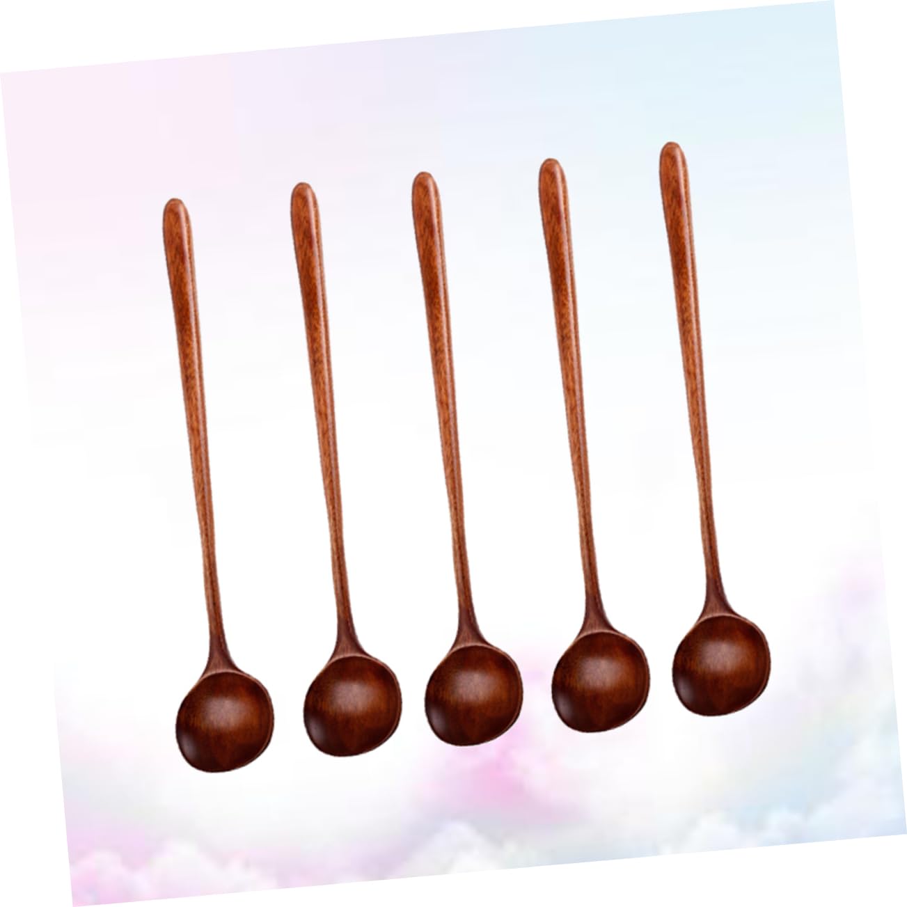 Cucharas de Madera for cocinar, 5 Piezas Cucharas de Cocina Electrodomésticos de Cocina Utensilios de Cocina Herramientas de Cocina Cucharón de Sopa Cucharas de Mango Largo Cuchara pequeña
