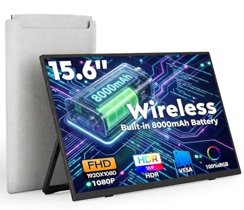 Image of KEEPTIME Wireless Portable Monitor with Battery, 18.5 inch 1080p 100hz 10000mAh | Wireless, Battery, 2.5k