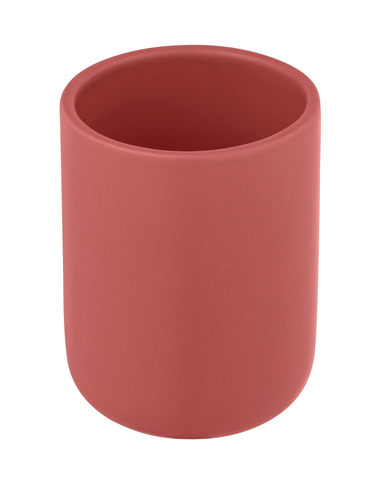 WENKO Olinda Toothbrush Mug, Red, Bathroom Accessory with Matt Finish