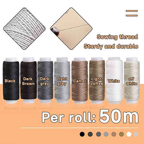 40 Pcs Upholstery Repair Sewing Kit, Leather Heavy Duty Sewing Kit, Leather Working Kit with 8 Upholstery Thread, Sewing Upholstery Needles, Needle and Thread Kit for Carseat, Backpack, Shoes