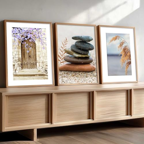 Image of HOTHOUSE Abstract Art Home Decoration Abstract Paintings With Frame For Living Room Bed Room Hotel Wall Decor Digital Reprint Set of 3 (10X13 inch)