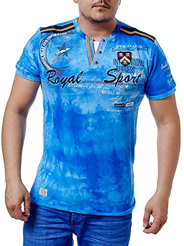 Sailing Club T-shirt pour homme avec boutonnière | Manches courtes avec détails brodés | LG-001 - Bleu - XXXXX-Large Cover