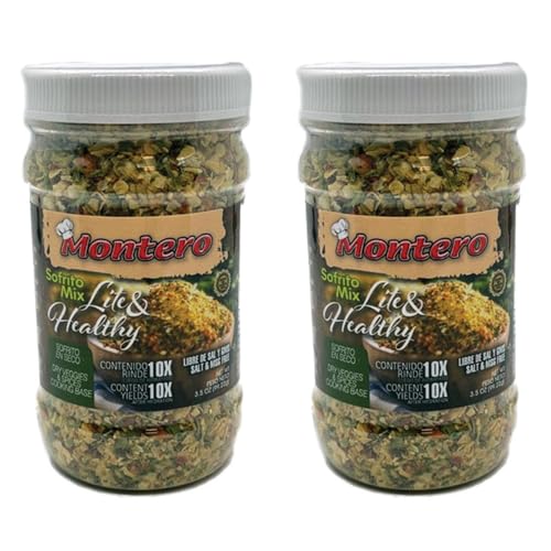 Montero Sofrito Mix 3.5oz (2 Pack) - Dry Veggies & Spices Cooking Base - Salt & MSG Free - Natural Ingredients - Lite & Healthy