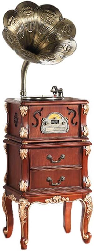 GOM Gramophone, Turntable Vinyl Record Player Built-in Stereo Speakers 33/45/78 RPM Support Bluetooth Playback CD Playback RCA Ouput Oak Base GOM-006 (Color : Brown, Size : 47cm43cm170cm)