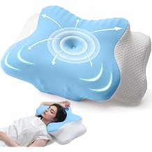 Memory Foam Pillow, Cervical Neck Pillow for Pain Relief Blue