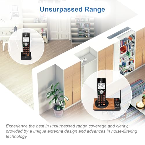 Image of AT&T CL82267 DECT 6.0 2-Handset Cordless Phone for Home with Answering Machine, Call Blocking, Caller ID Announcer, Intercom and Long Range, Black & Wood Grain Finish