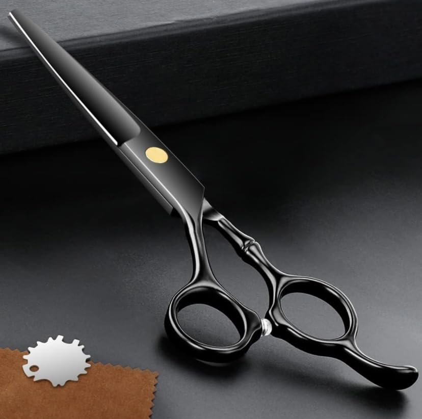 Image of Professional Hair Shears 6.5 inch Black Blind Hole Sharp Hair Scissors Hair Cutting Scissors Barber Scissors Barber Shears Haircut Scissors