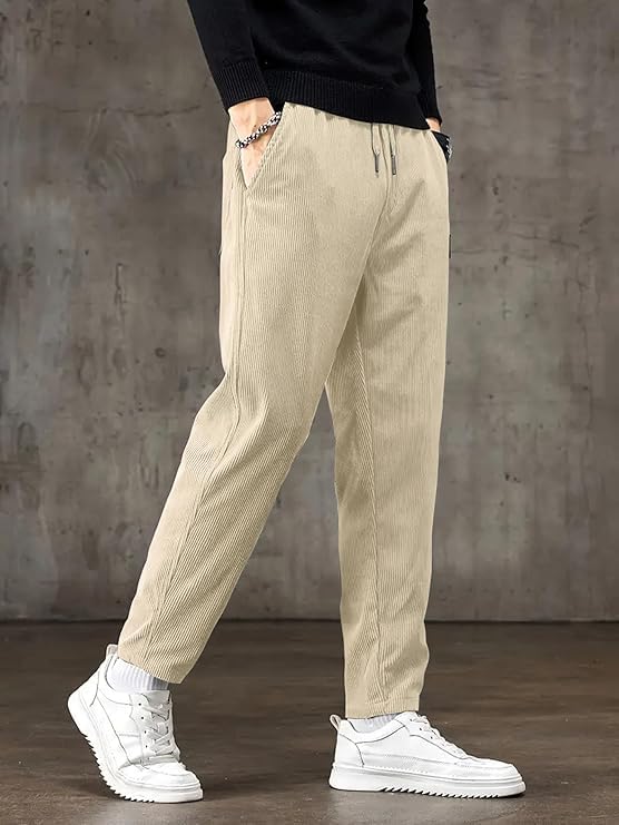 Image of NoseQueen Men's Corduroy Relaxed Fit Stretchable & Comfortable Sweatpant Trousers Pant