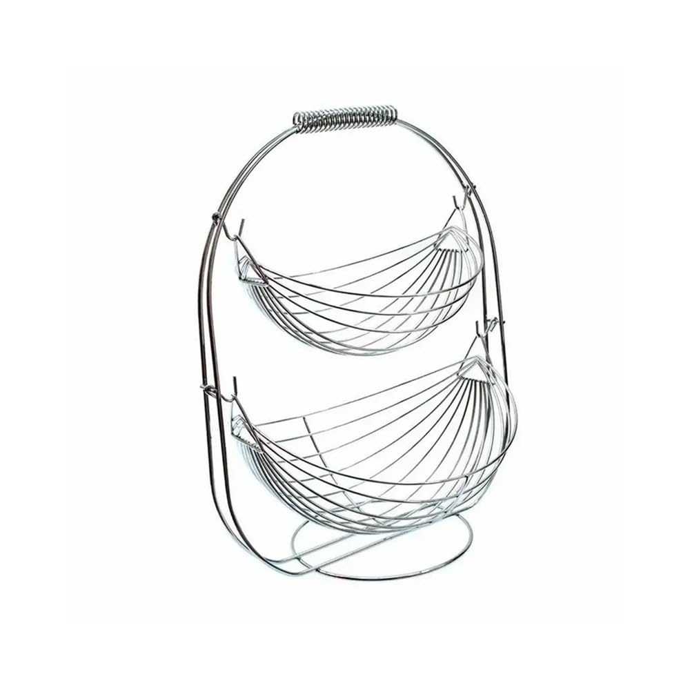 Zhaoj24-05 Fruit Racks 2/3 Tiers Fruit Basket Stand Kitchen Vegetables Storage Stainless Steel Organizer(Small)