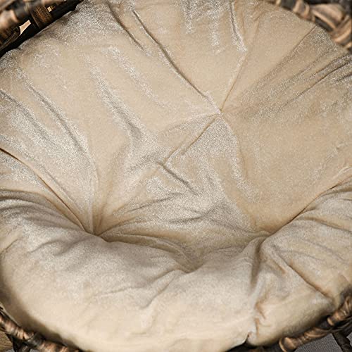 PawHut Katzenhaus aus Rattan mit Kissen Katzenschlafplatz Katzenhöhle mit erhöhten Füßen Braun Ø52 x 58 cm