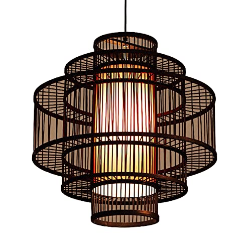 Lustre en bambou tressé pour créer une ambiance bohème et chaleureuse au salon