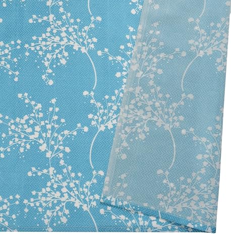 Image of Floral Printed Home Decor Curtains for Living Room, Bedroom Doors and Windows Panel, Parda, Eyelets Hanging, Aqua Blue, 4 x 6 Feet, 1 Piece