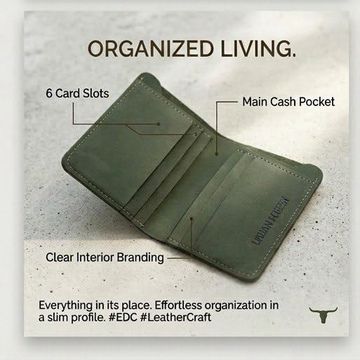Image of URBAN FOREST Joe Vintage Green Leather Wallet for Men