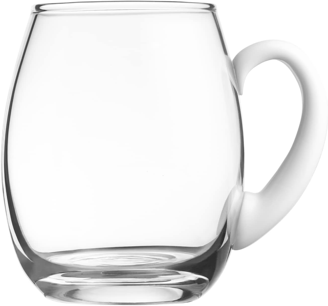 Barski - European Quality - Handmade Glass - Large Clear Beer Mug - Juice Cup - with Opal (White) Handle - 20 oz. - Made in Europe