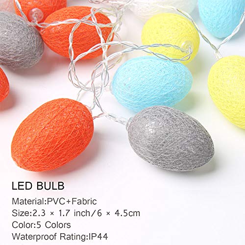 WesGen 20 Easter Egg LED String Lights Battery Operated Fairy String Lights Easter Holiday Party Home Decoration (Colorful,8 Modes) - Thumbnail 2