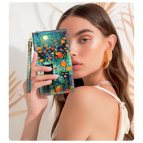 Image of Aiawoxc Womens Wallet, RFID Wristlet Wallets for Women, Ladies Clutch Purses, Large Travel Card Holder with Phone Holder | RFID