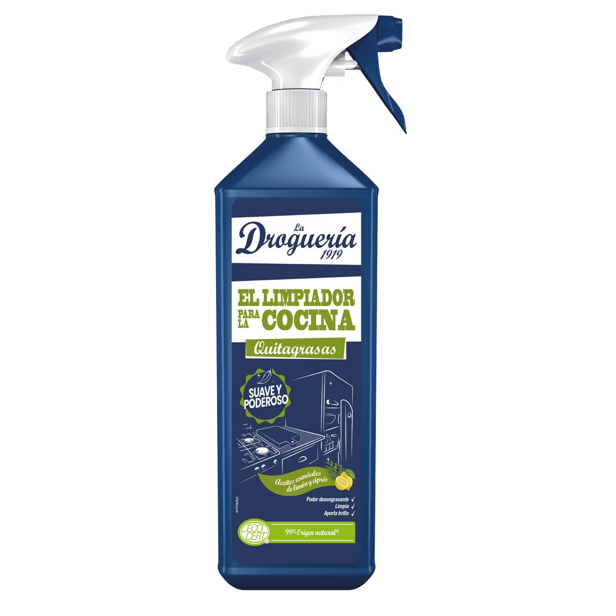 LA DROGUERIA Limpiador de Cocina Quitagrasas 750mL Desengrasante Ecológico Aceites Esenciales