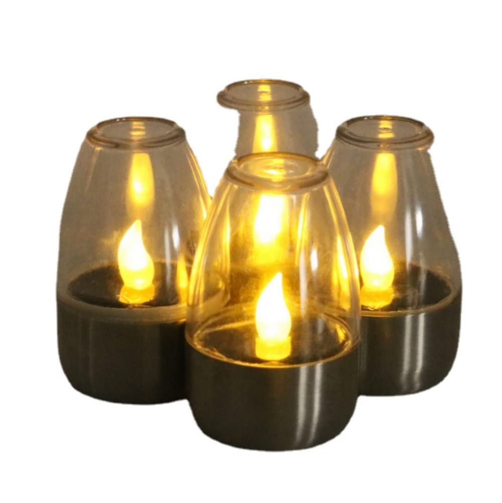 1pcs/6pcs Solar Powered LED Candle Light Flickering LED Tea Lights Outdoor Decor Lamp (6 PCS)