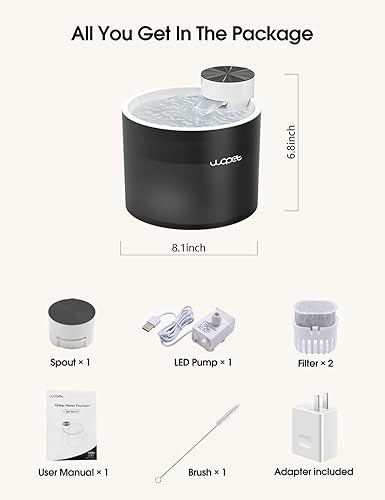 Miniatura 5 de WOPET Fuente de agua para gatos W500, 3.5L118 onzas, fuente para gatos sin BPA, fuente súper silenciosa para perros, dispensador de agua para gatos