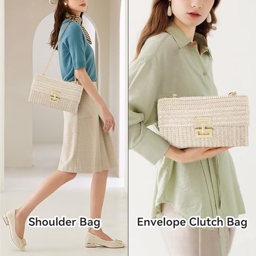 Image of Gets Straw Clutch Purse for Women, Woven Beach Bag Summer Corssbody Purse Small Rattan Shoulder Bag for Travel | Hand-woven