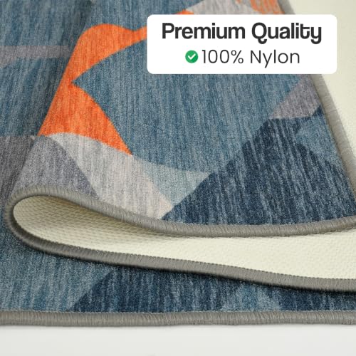 Image of FRESH FROM LOOM Luxury 100% Nylon Carpet for Living Room, Hall & Bedroom | Anti Skid | Anti Fade | Rubber Backing Grip | Quick Cleaning | Washable (Ice-Blue| Size:- 90x150 Cm or 3x5 Fts)