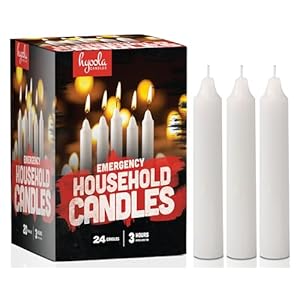 Hyoola Emergency Candles, White Short Taper Candles, Unscented, Emergency Candles for Home and Emergency Kit (Pack of 24)