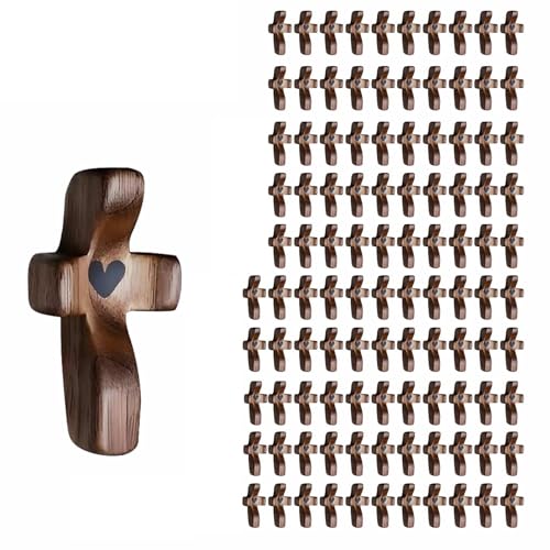 Image of Wooden Comfort Pocket Prayer Cross 105 Pack Handheld Wooden Cross for Church,Christian Gift,Ministry, Sunday School Gifts