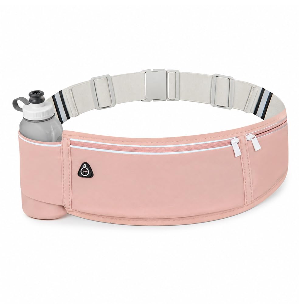 Running Belt for Phone with Bottle Holder for Men and Women (Pink)