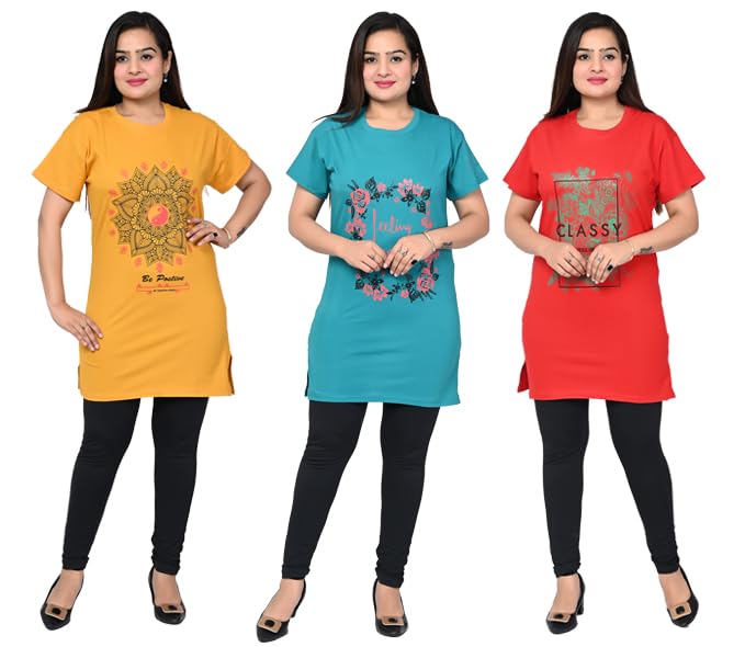 Women's/Ladies/Girls Printed Long Polo T-Shirts | Pack of 3-picture-15