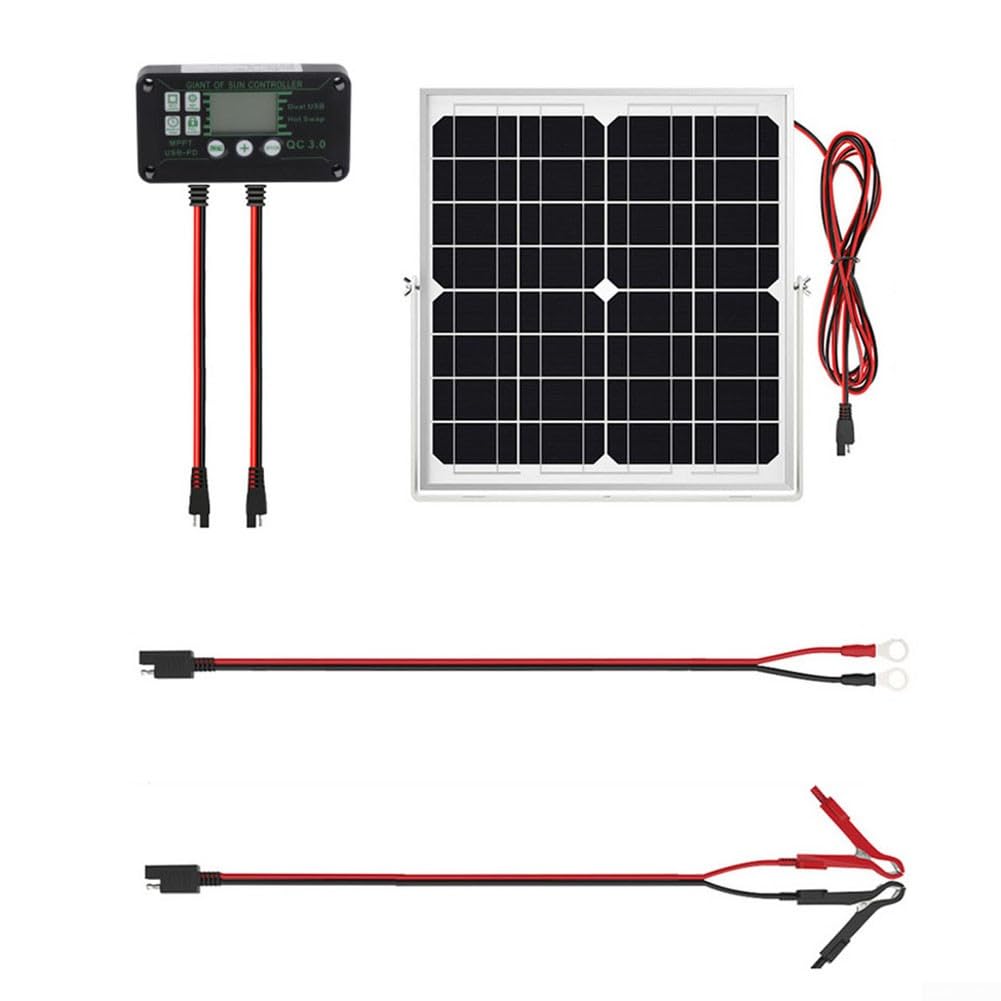Solars Caricabatterie con regolatore di carica intelligente MPPT, pannello solare da 12 V, kit di ricarica per auto e barche
