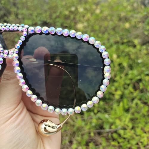 willochra Oversized Pilot Sunglasses for Women With Earring Trendy Large Big Rhinestone Designer 2025 Ladies Shades3