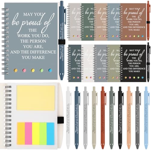 Honoson 20 Set 2025 Customer Service Week Gifts Bulk Employee Appreciation Thank You Inspirational Notebook with Sticky Note Motivational Pen for Team Staff Coworker Volunteer Christmas(Dark Color)