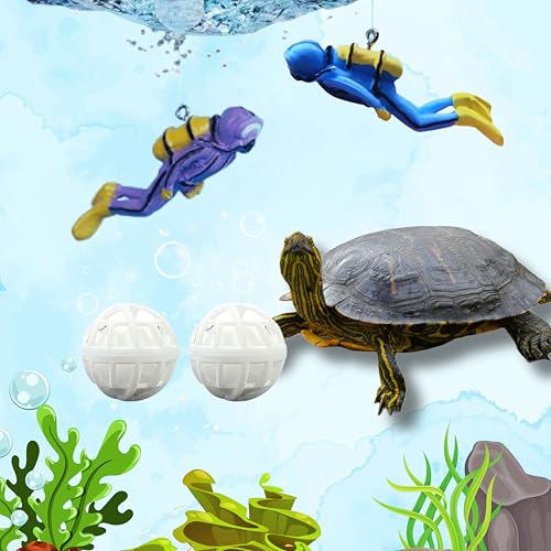Image of Float Aquarium Scuba Diver Ornament and Nitrifying Balls set, Aquarium Decorations Diver with Filter Ball, Floating Fish Tank Accessories, Aquatic Turtle Enrichment Toys, Fish Tank Decor (S, Diver)