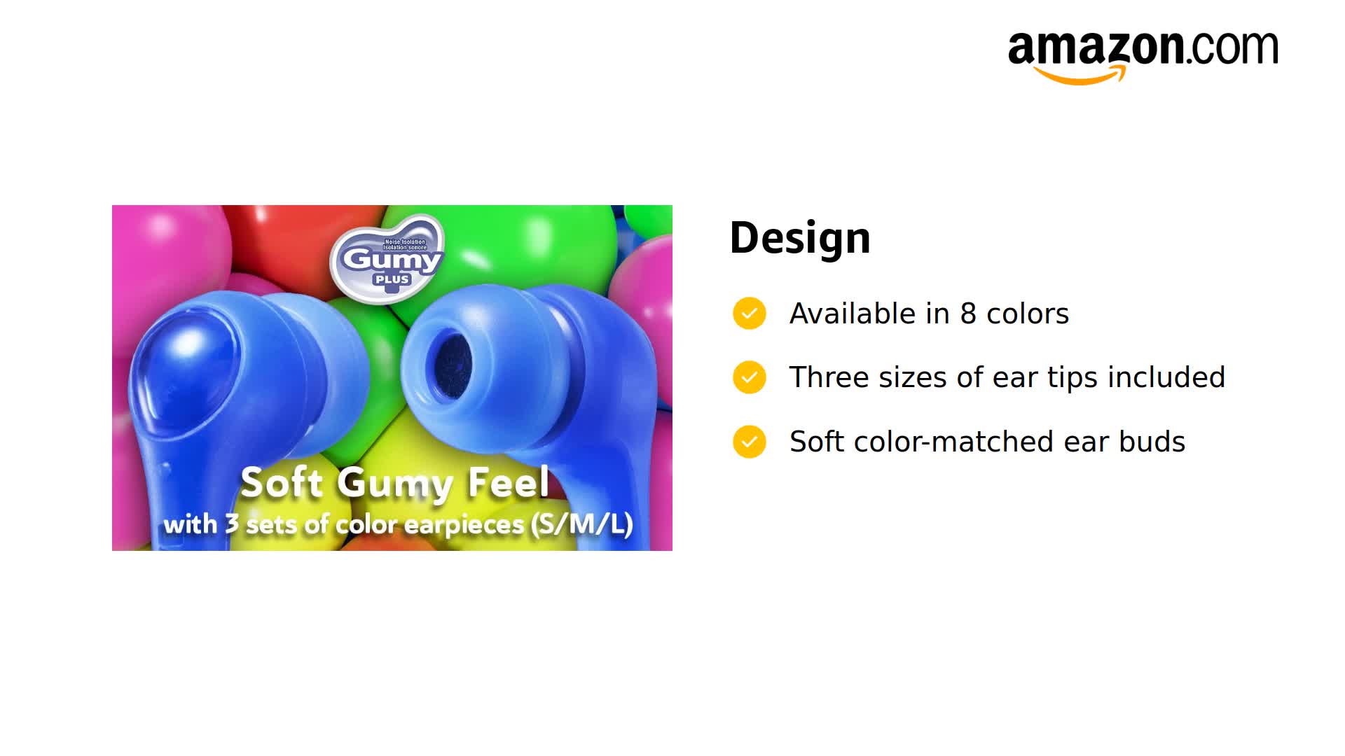 Amazon.com: BLUE GUMY In ear earbuds with stay fit ear tips and