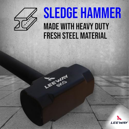Image of LEEWAY 8 Kg Sledge Hammer for Strength Training, Gym Hammer, ClubBell, MaceBell for Full Body, Shoulder, Grip and Forearm Workout, Stretching Exercise Sledgehammer (Hammer, 8 kg)