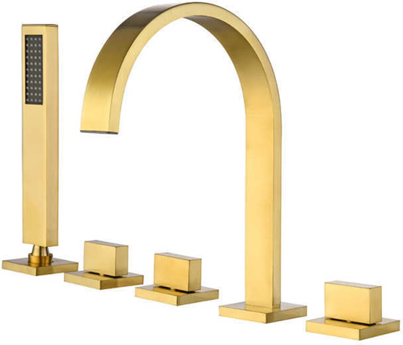 BiaoTeng 滝の蛇口 風呂 蛇口 混合栓 シャワー付き 真鍮 5穴 温水 冷水 シャワー付き G1/2接続 ブラシ付き金