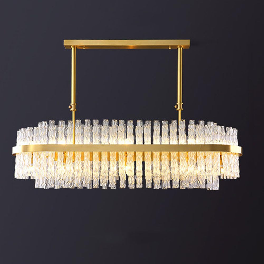 HXYSXHJUO G9 Scandinavian light luxury full copper crystal chandelier, modern simple bar for living room study bedroom dining lamps and lanterns,Gold,oval 100cm