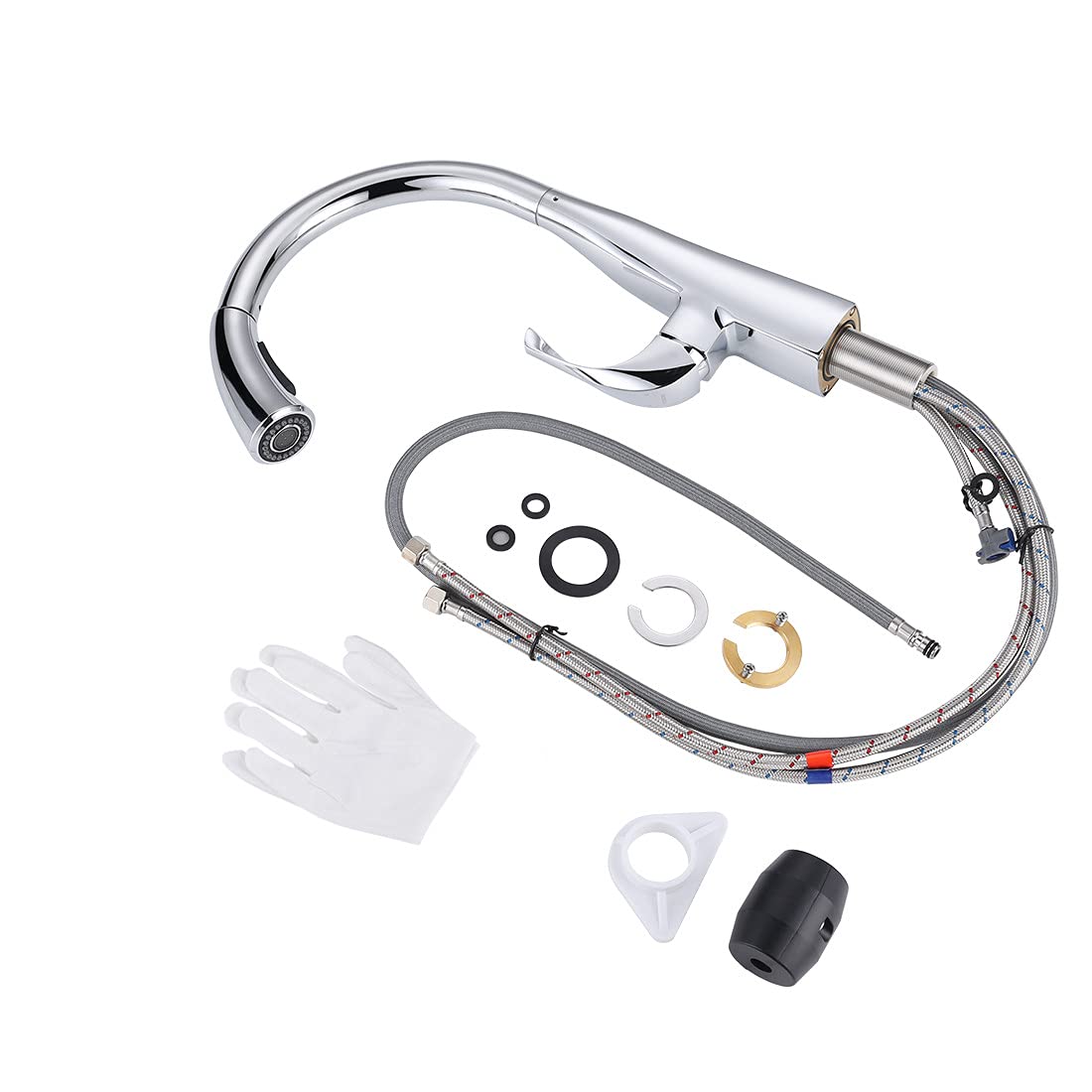 ARCORA Grifo Cocina Extraíble 360° Giratorio, Grifo Monomando Acero Inoxidable con 2 Modos de Chorro, Compatible con Fregadero Doble, Cromado