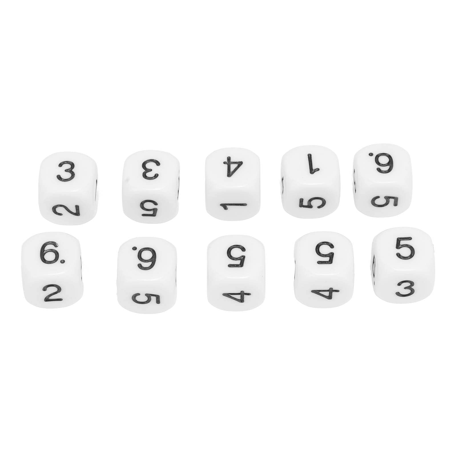 Set di 20 dadi a sei facce da 16 mm |Dadi numerici in plastica con angoli arrotondati per giochi di matematica/giochi da tavolo/insegnamento |Dadi poliedrici robusti con (White)