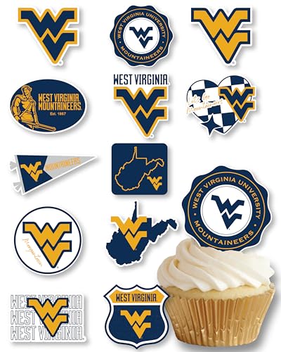 West Virginia University Cupcake Topper Party Supplies for WVU Football, Birthday, Graduation Party Decorations (24 Pieces) (West Virginia Mountaineers)