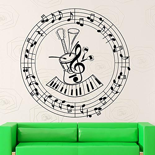 Tianpengyuanshuai Wall sticker music notes guitar musical instrument decoration studio concert vinyl window decal creative mural 102x102cm