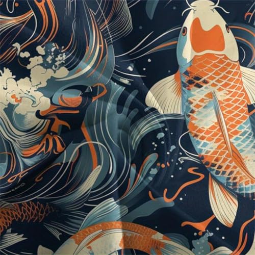Housse de couette 90x200 avec taies d'oreiller 80x80 Koi Fish 3D