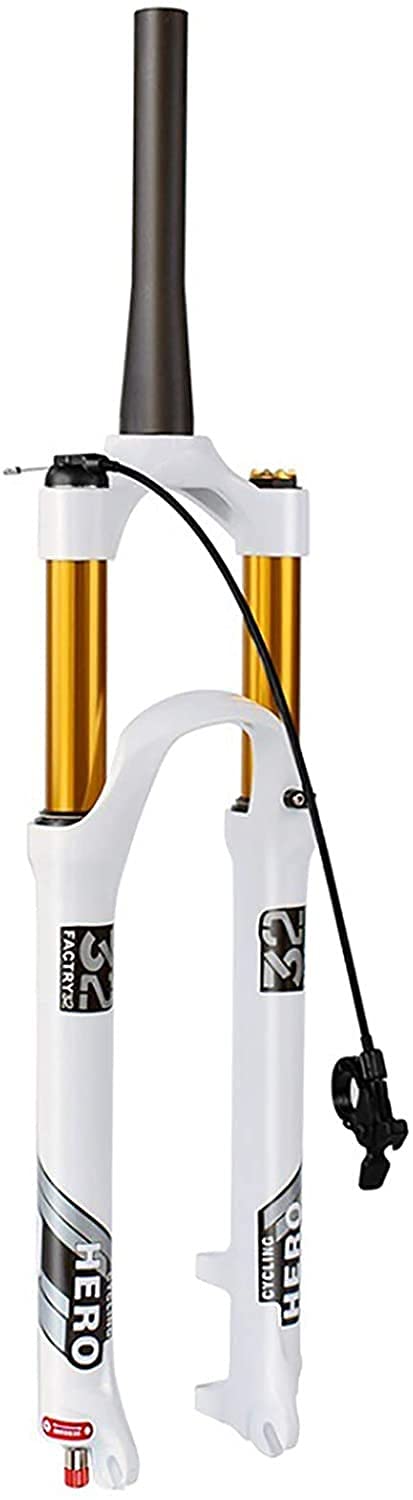 Horquilla Delantera ​MTB 26/27,5/29 Pulgadas con Ajuste Amortiguación Horquilla Neumática Aleación Aluminio Ligera 9MM Freno Disco Liberación Rápida Recorrido 120MM