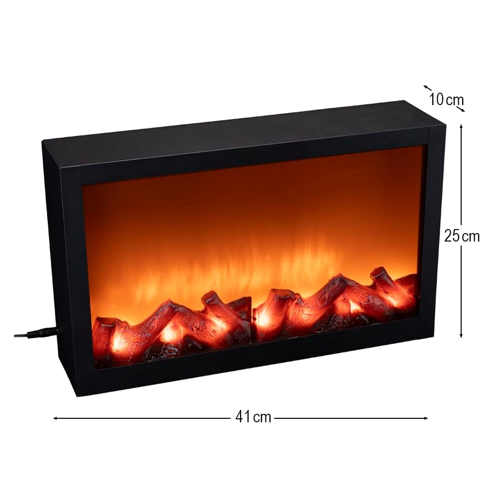 Ideen mit Herz Cheminée LED décorative - Électrique - Sans chauffage - Effet feu réel - 41 x 10 x 25 cm - Fonction minuterie (6 h allumées, 18 h éteintes)